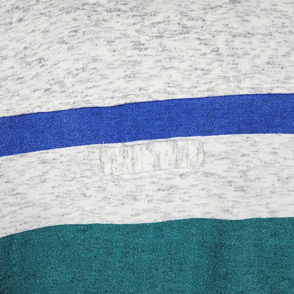 The Apparel Zone Rugby Sweatshirt Mens XL Grey Blue Teal Striped 90s Vintage - Picture 6 of 7